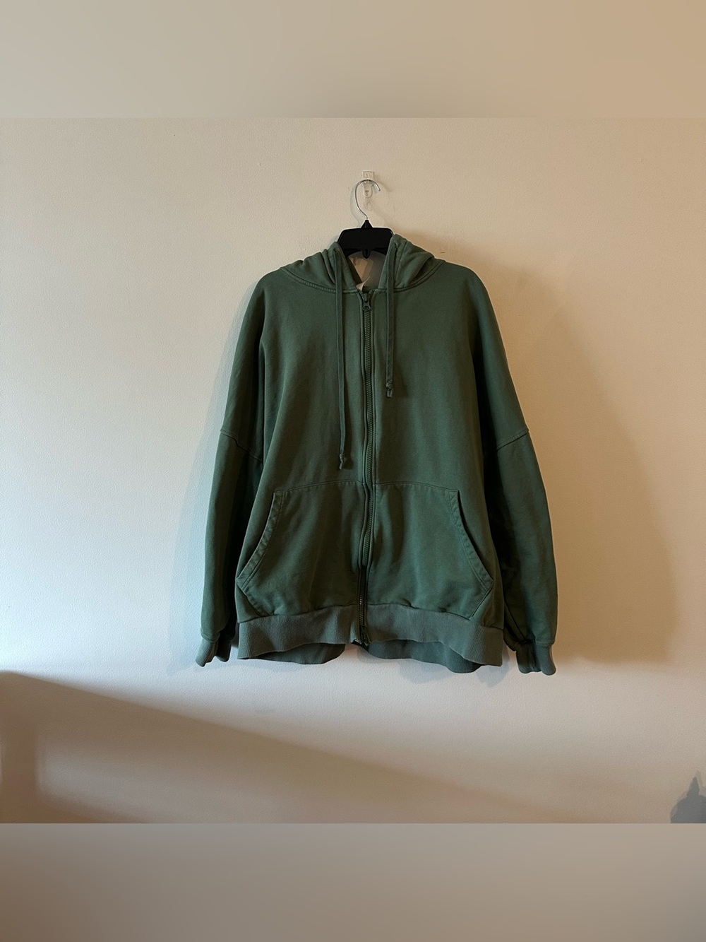 Nap Loungewear Green Split Kangaroo Pocket Full Zip Hoodie XL Oversized Cotton